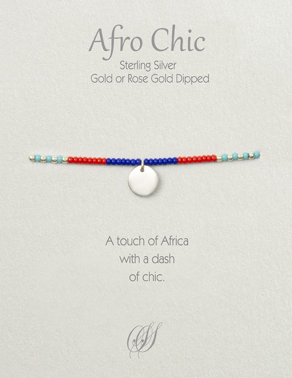 Afro-Chic Bracelet - Blue, red, turquoise, silver