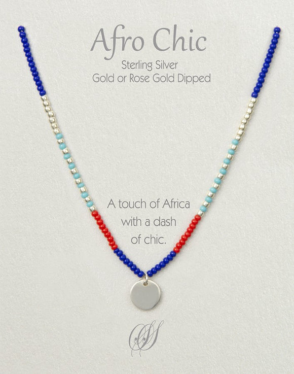 Afro-Chic Necklace - Blue, red, turquoise, silver