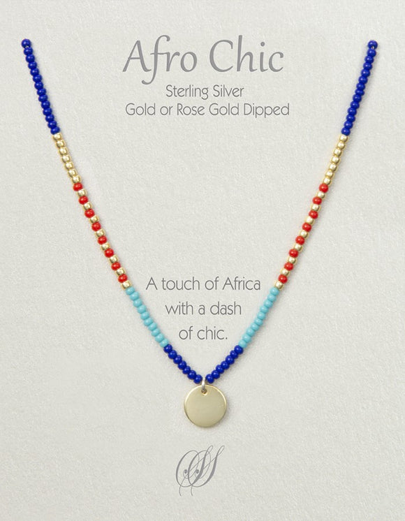 Afro-Chic Necklace - Red, blue, turquoise, gold