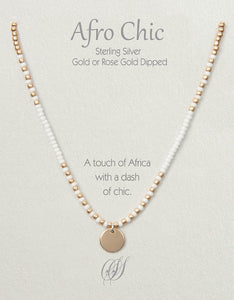 Afro-Chic Necklace - White, rose gold