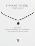 Semi-Precious cabochon set stone necklace on silk