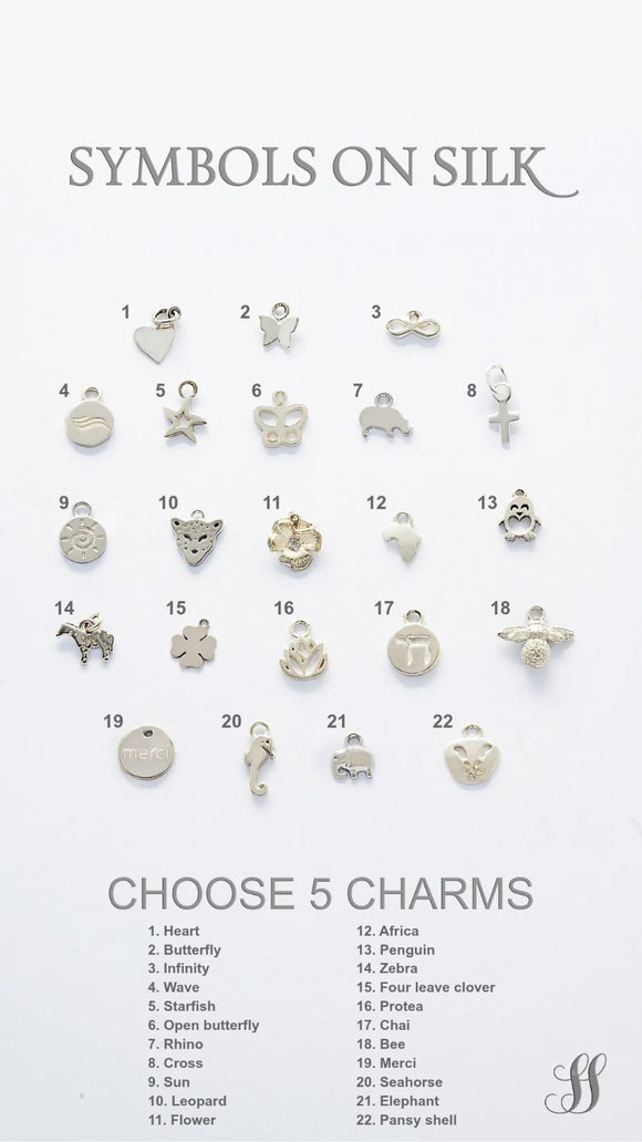 Personalised charm necklace - Select 5 sterling silver charms to create a meaningful necklace.