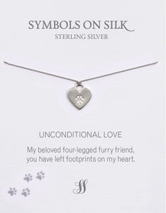 Paw and heart necklace