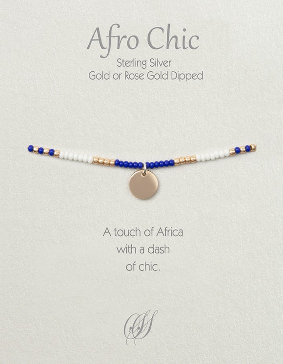Afro-Chic Bracelet - White, blue, rose gold