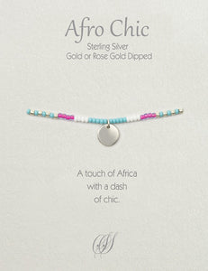 Afro-Chic Bracelet - Turquoise, pink, white, silver