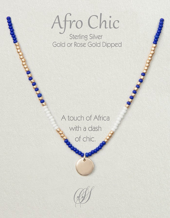Afro-Chic Necklace - White, blue, rose gold
