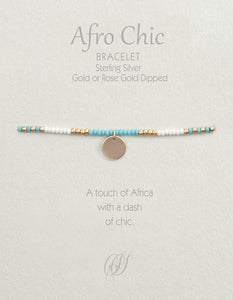 Afro-Chic Bracelet - White, turquoise, rose gold