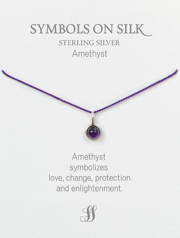 Semi-Precious cabochon set stone necklace on silk