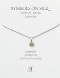 Semi-Precious cabochon set stone necklace on silk